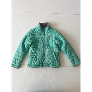 The North Face Reversible Jacket Girl XS 6 Teal Blue Faux Fur Ski Outdoor Flaw